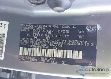 2022 Toyota Highlander Platinum из США, поврежденный, VIN 5TDFZRBH8NS200278